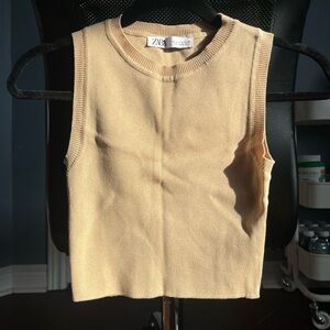Zara Sleeveless Knit Top in Beige